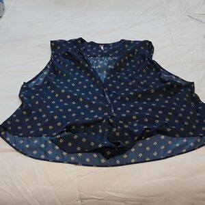 Free People Blue Sleeveless Boxy Blouse